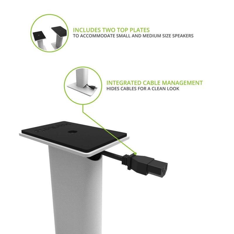 Kanto SP9W Desktop Speaker Stands for Small/Medium Bookshelf Speakers & Compact/Mid-Size 2â€-4â€ Studio Monitors 8.3" Tall Pair White - Image 3